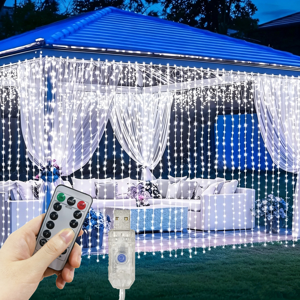 Fairy Light Curtain - 3/4/6m 요정 조명, 8가지 모드 USB
