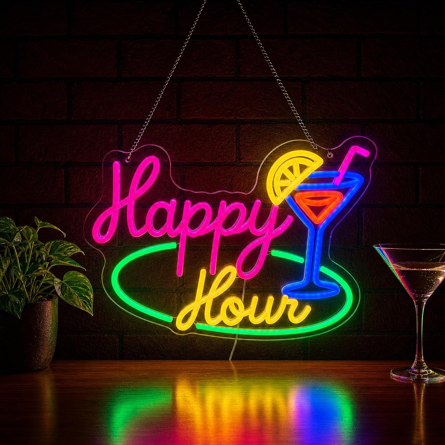 Decor Lighting Opening Hours - 해피 아워 칵테일 LED 네온사인 벽걸이