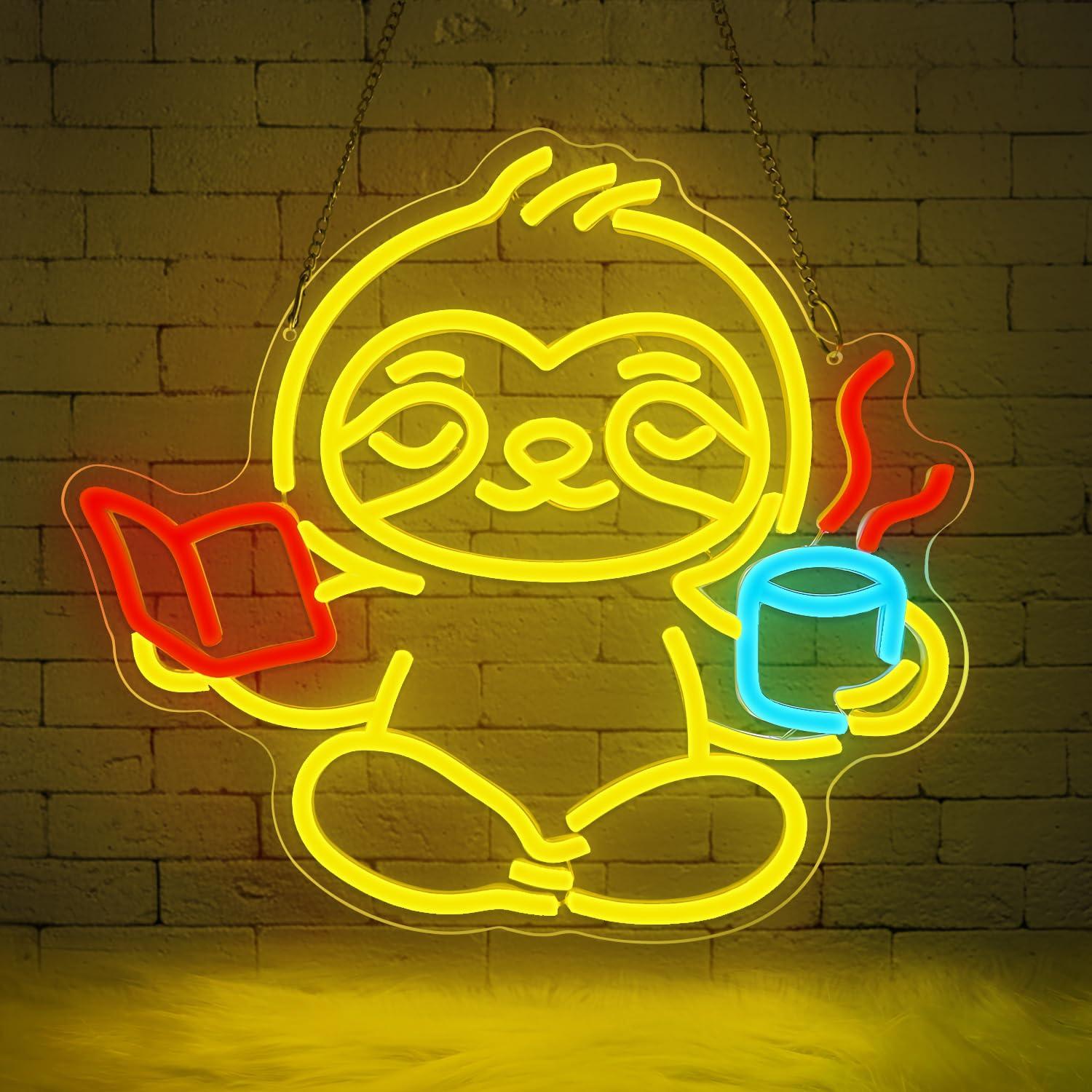 Office Lighting Decor - 나무늘보 네온사인 USB 디밍 가능 LED