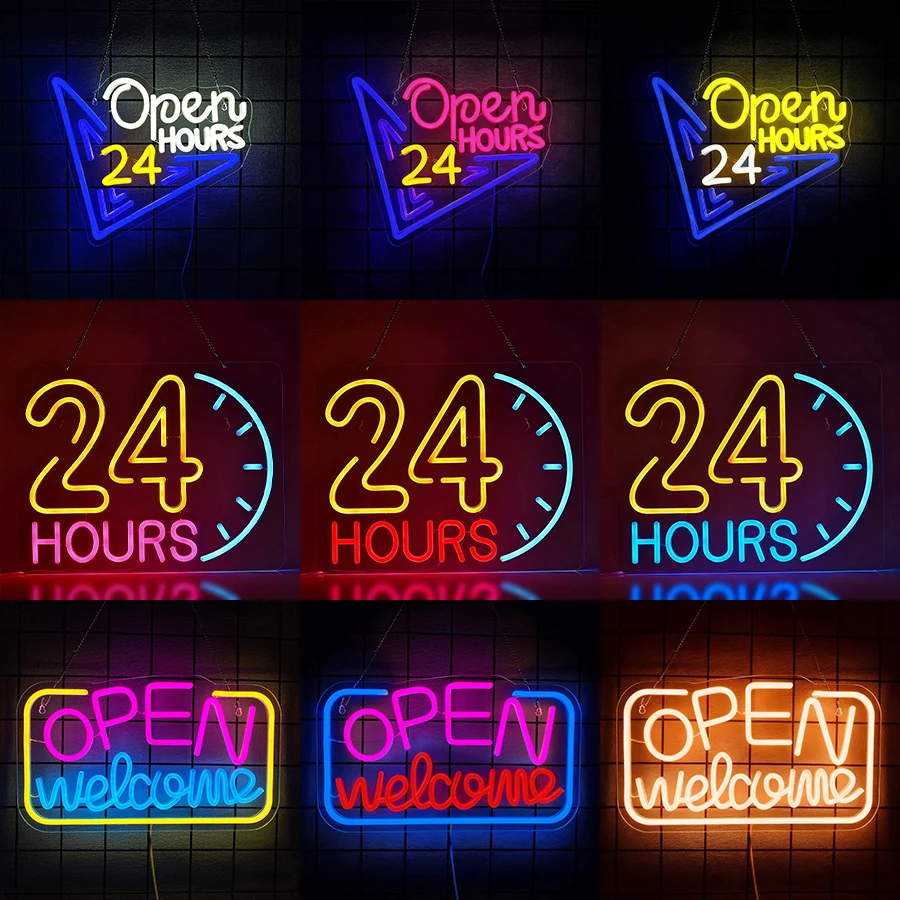 Decor Lighting Opening Hours - 24시간 영업 네온사인, 벽 장식용 LED