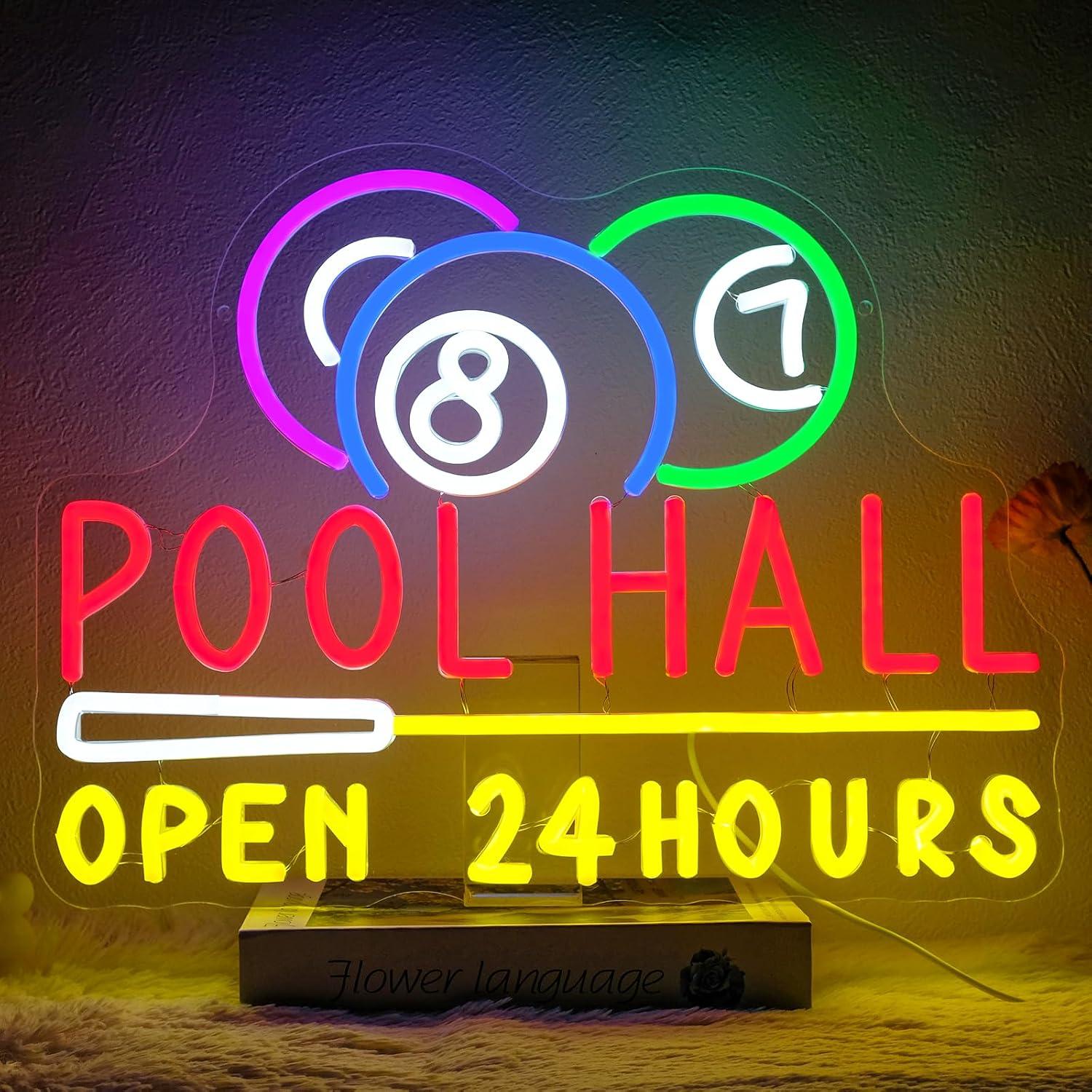 Decor Lighting Opening Hours - 당구장 24시간 영업 네온사인 USB 디밍