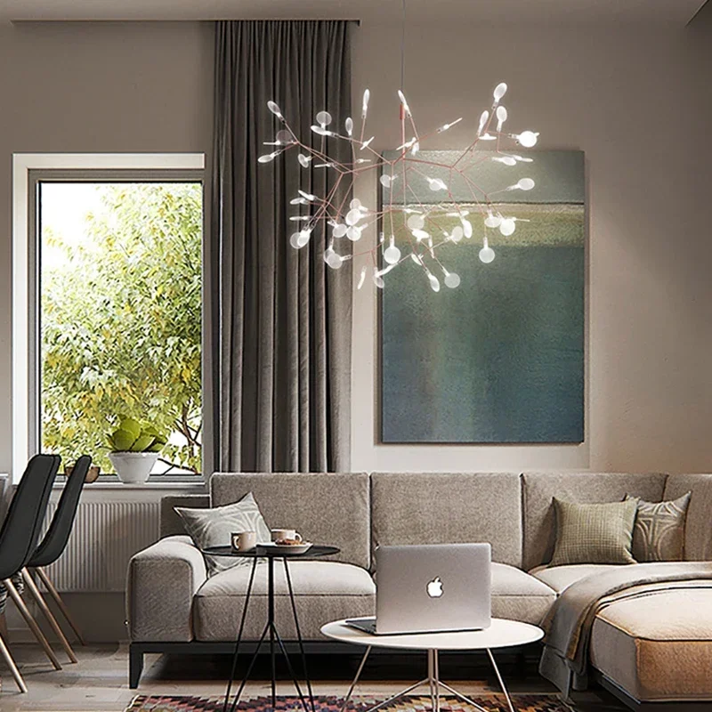Unique Lighting Decor - SANDYHA 현대 럭셔리 나무 잎 샹들리에