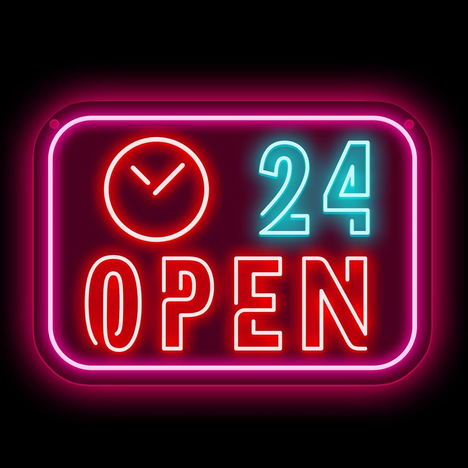 Decor Lighting Opening Hours - 시계 24시간 개방형 네온사인 USB 디밍