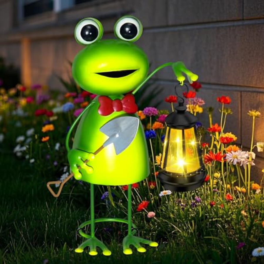 Garden Lighting Decor - 태양광 정원등 개구리 조각상, 태양광 랜턴