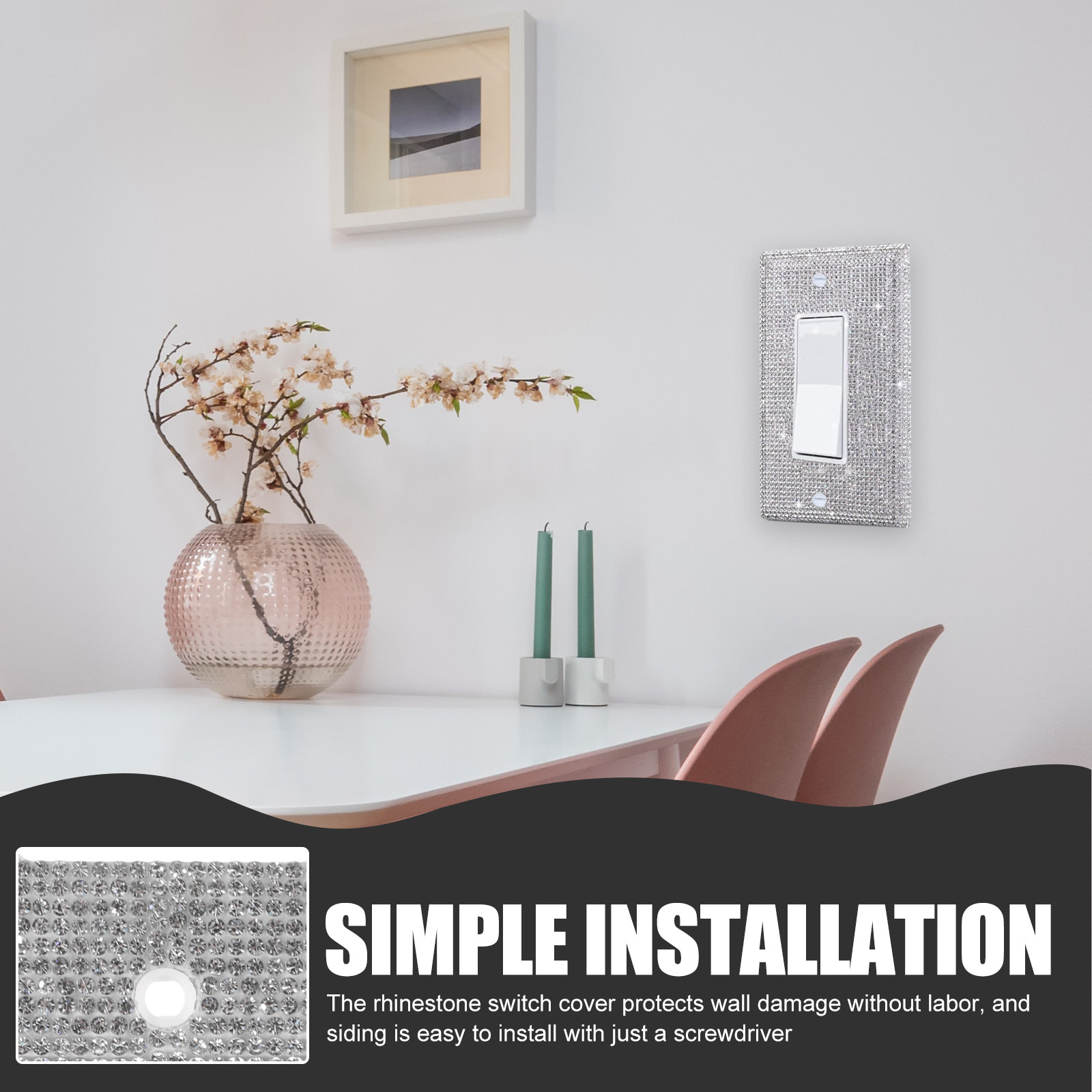 1슬롯 블링 라인스톤 조명 스위치 커버 프리미엄 PC  - Office Lighting Decor 리뷰 및 가격