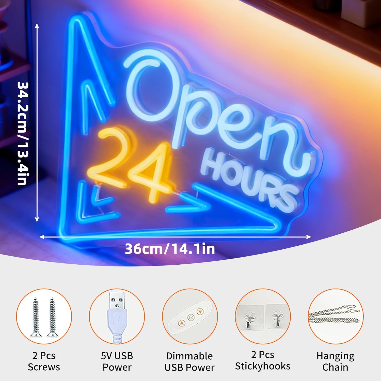    24시간 오픈 네온 사인 USB 전원 수제 LE - Decor Lighting Opening Hours 리뷰 및 가격