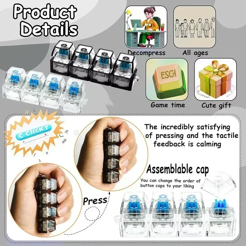LED 라이트업 키체인 키보드 클릭 가능 버튼 피젯 토 - Office Lighting Decor 리뷰 및 가격