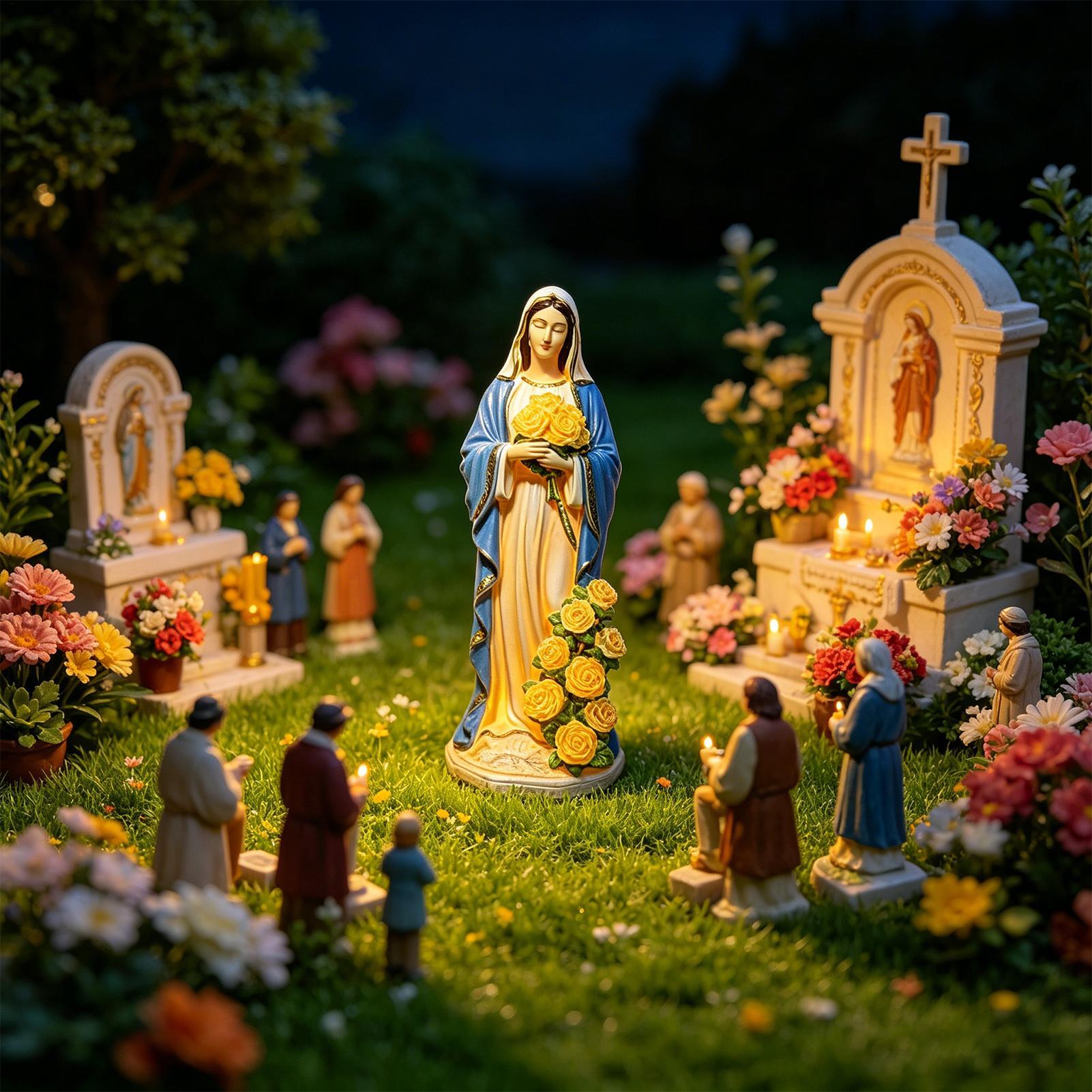 성모 마리아 태양광 정원 장식품, 태양열 레진 조각상  - Garden Lighting Decor 리뷰 및 가격