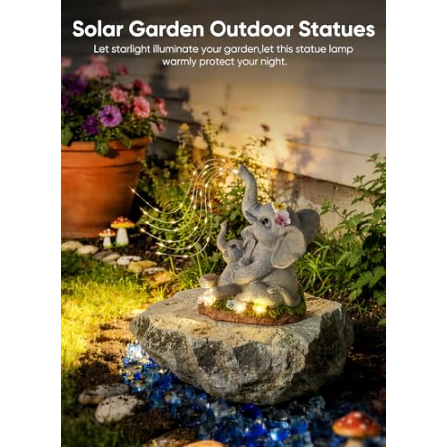 태양광 코끼리 정원 장식 조각상, 다육식물과 물주기 L - Garden Lighting Decor 리뷰 및 가격