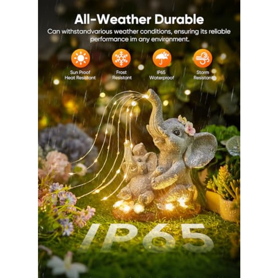 태양광 코끼리 정원 장식 조각상, 다육식물과 물주기 L - Garden Lighting Decor 리뷰 및 가격
