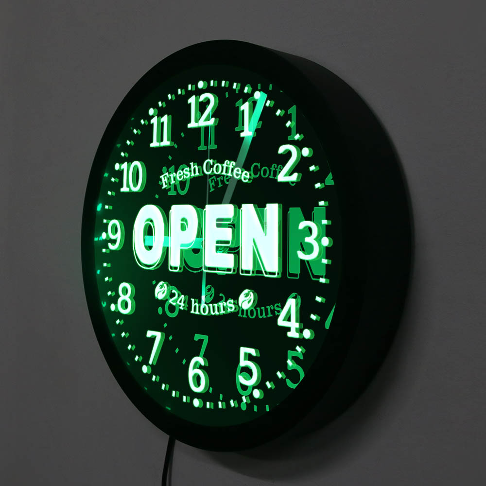 신선한 커피 24시간 영업 LED 네온사인 장식 벽시계 - Decor Lighting Opening Hours 리뷰 및 가격