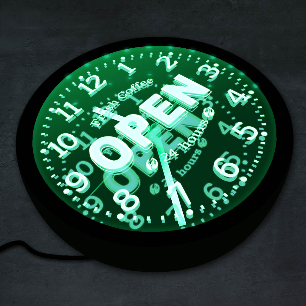 신선한 커피 24시간 영업 LED 네온사인 장식 벽시계 - Decor Lighting Opening Hours 리뷰 및 가격