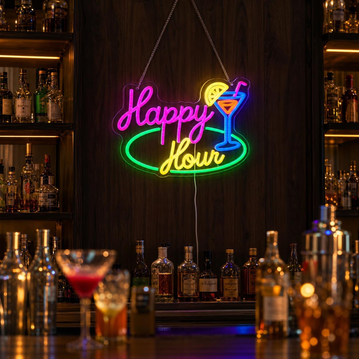 해피 아워 칵테일 LED 네온사인 벽걸이 네온 조명 램 - Decor Lighting Opening Hours 리뷰 및 가격