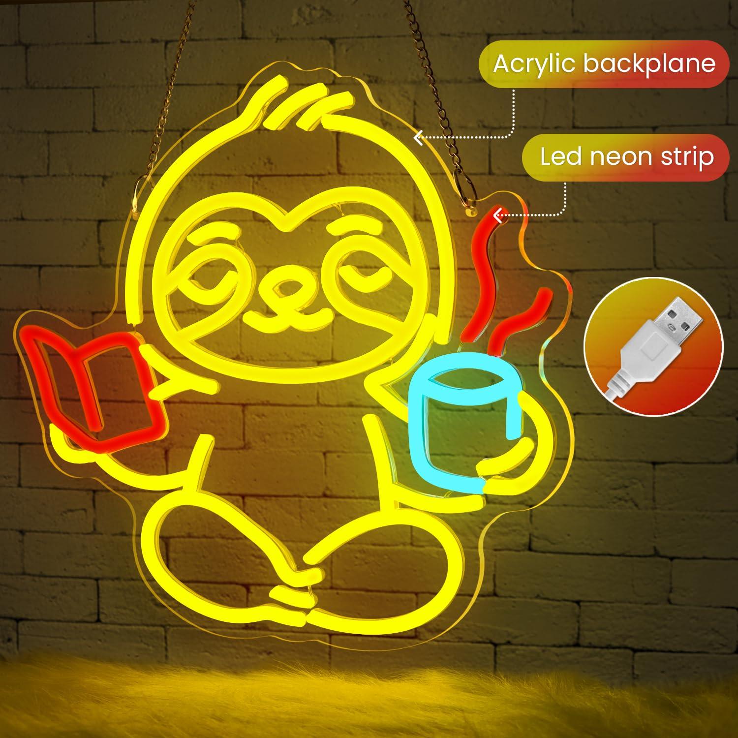 나무늘보 네온사인 USB 디밍 가능 LED 조명 침실  - Office Lighting Decor 리뷰 및 가격