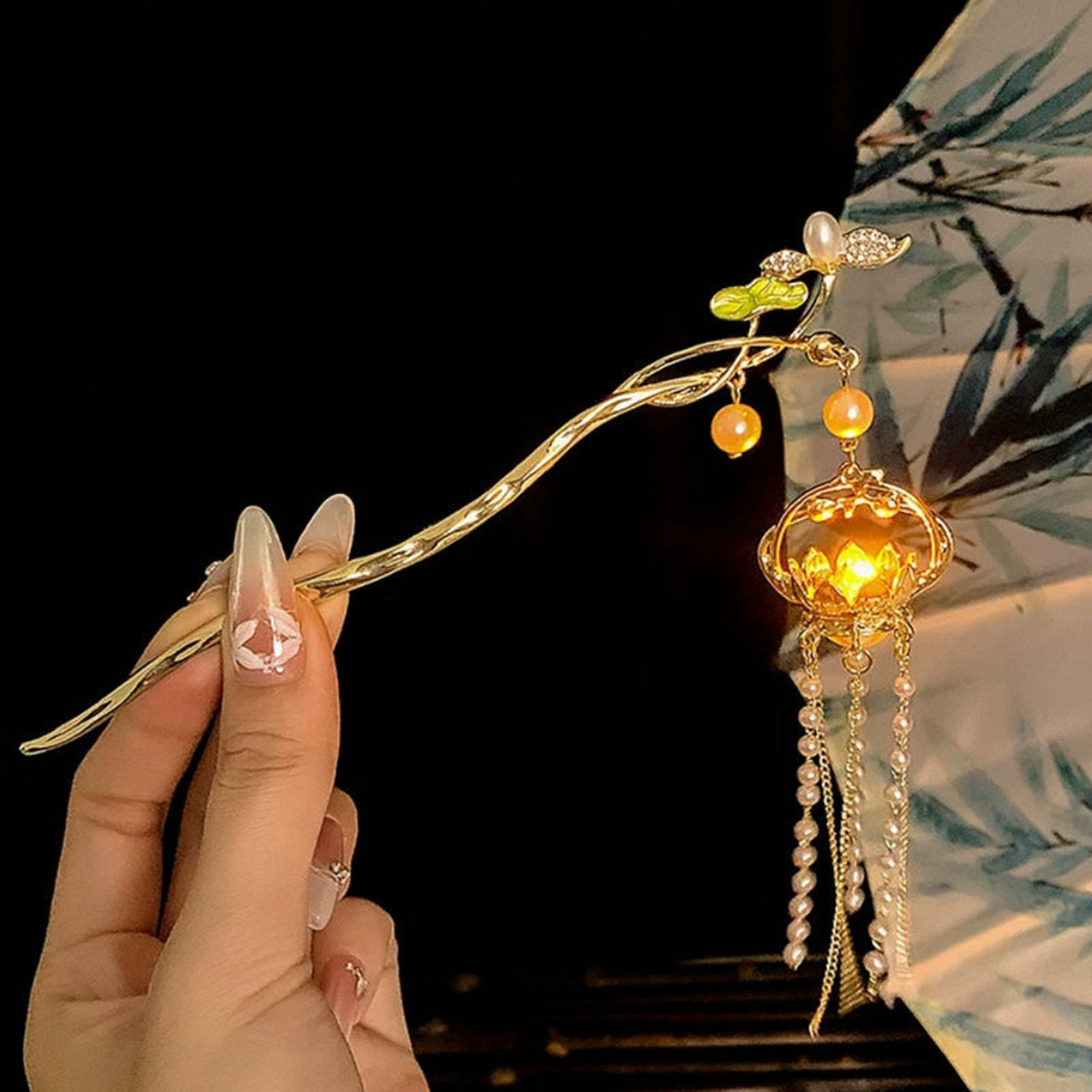 여성을위한 빛나는 꽃 머리핀 크리 에이 티브 로터스 방 - Vintage Lighting Decor 리뷰 및 가격