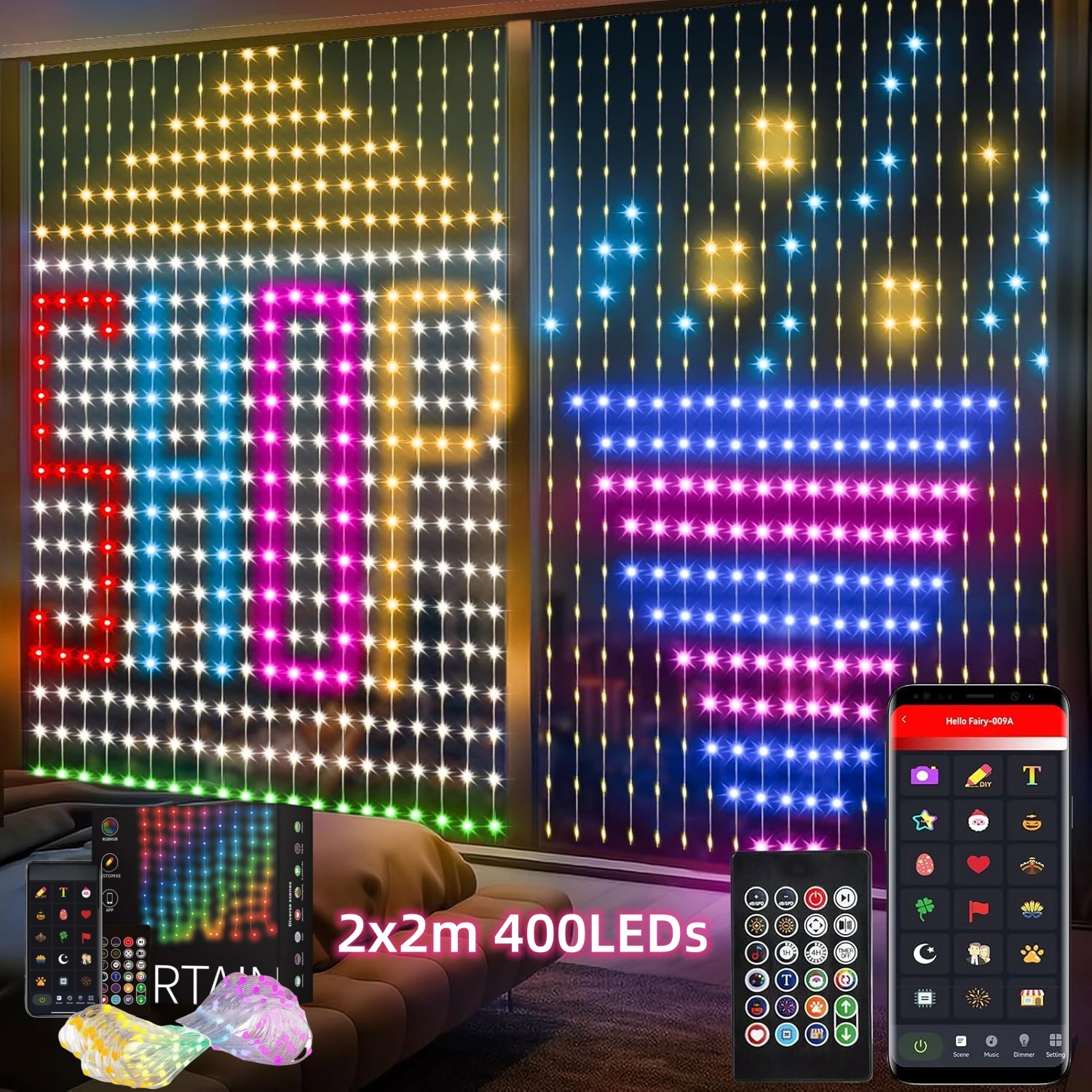 USB 스마트 APP 애니메이션 커튼 라이트 문자열 4 - Fairy Light Curtain 리뷰 및 가격