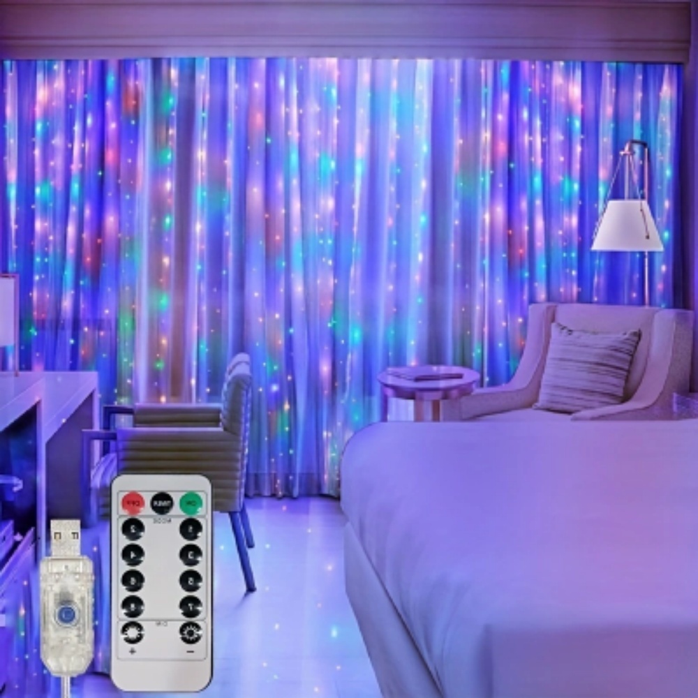 3/6m LED 커튼 스트링 조명 USB 페스툰 리모컨 - Fairy Light Curtain 리뷰 및 가격