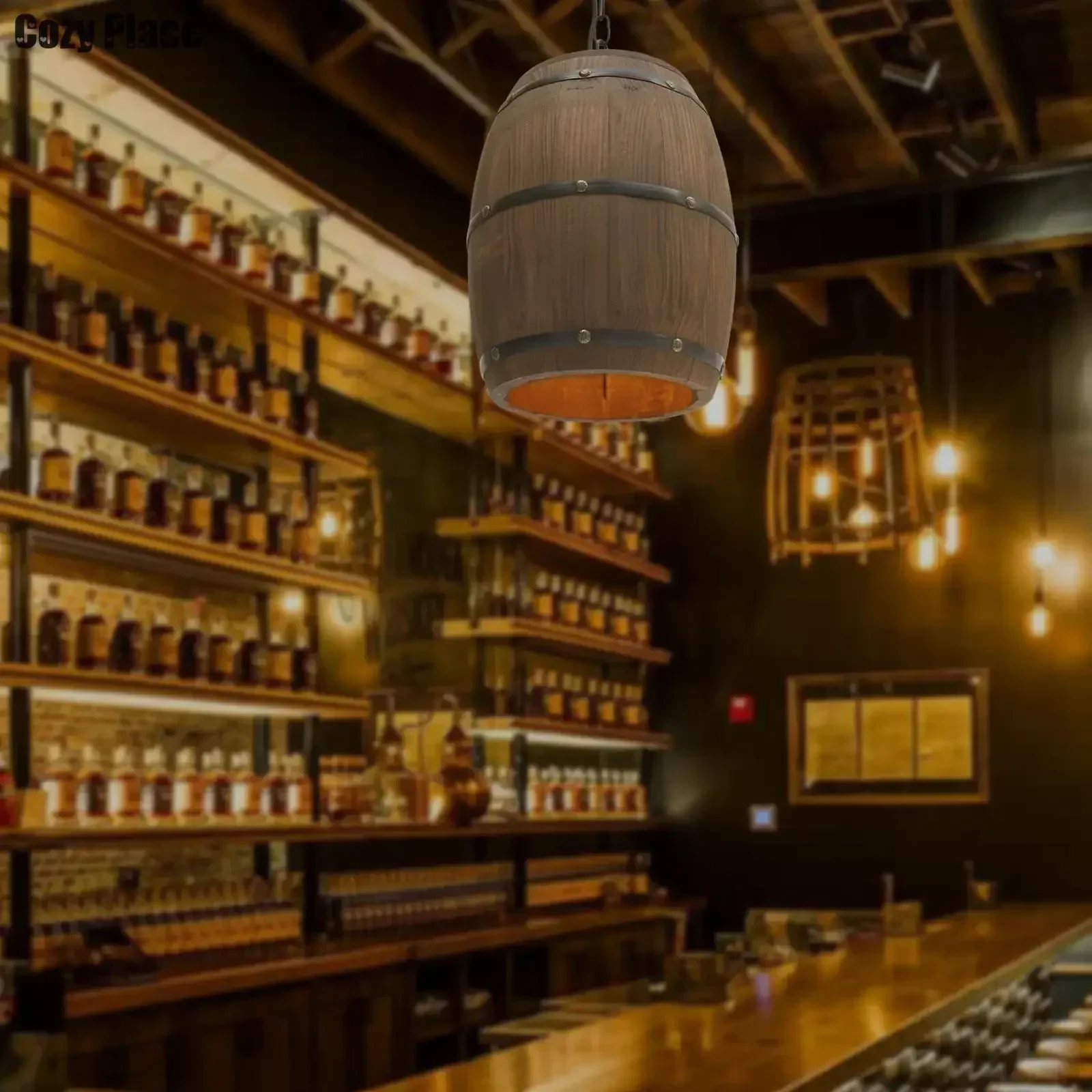 소박한 빈티지 샹들리에 나무 펜던트 조명 와인 배럴 행 - Vintage Lighting Decor 리뷰 및 가격